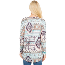 Load image into Gallery viewer, Long Sleeve Aztec Tribal Print Top
