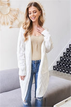 Load image into Gallery viewer, Cable Knit Cardigan Sweater in Ivory
