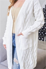 Load image into Gallery viewer, Cable Knit Cardigan Sweater in Ivory
