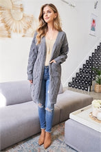 Load image into Gallery viewer, Cable Knit Cardigan Sweater in Heather
