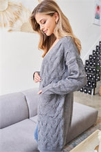 Load image into Gallery viewer, Cable Knit Cardigan Sweater in Heather
