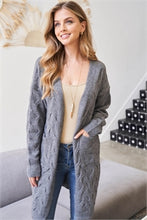 Load image into Gallery viewer, Cable Knit Cardigan Sweater in Heather

