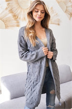 Load image into Gallery viewer, Cable Knit Cardigan Sweater in Heather
