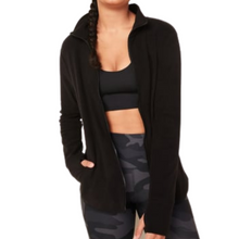 Load image into Gallery viewer, Zip up Fleece Sweater Jacket in Onyx
