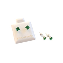 Load image into Gallery viewer, Sterling Silver Stud Earrings in Emerald
