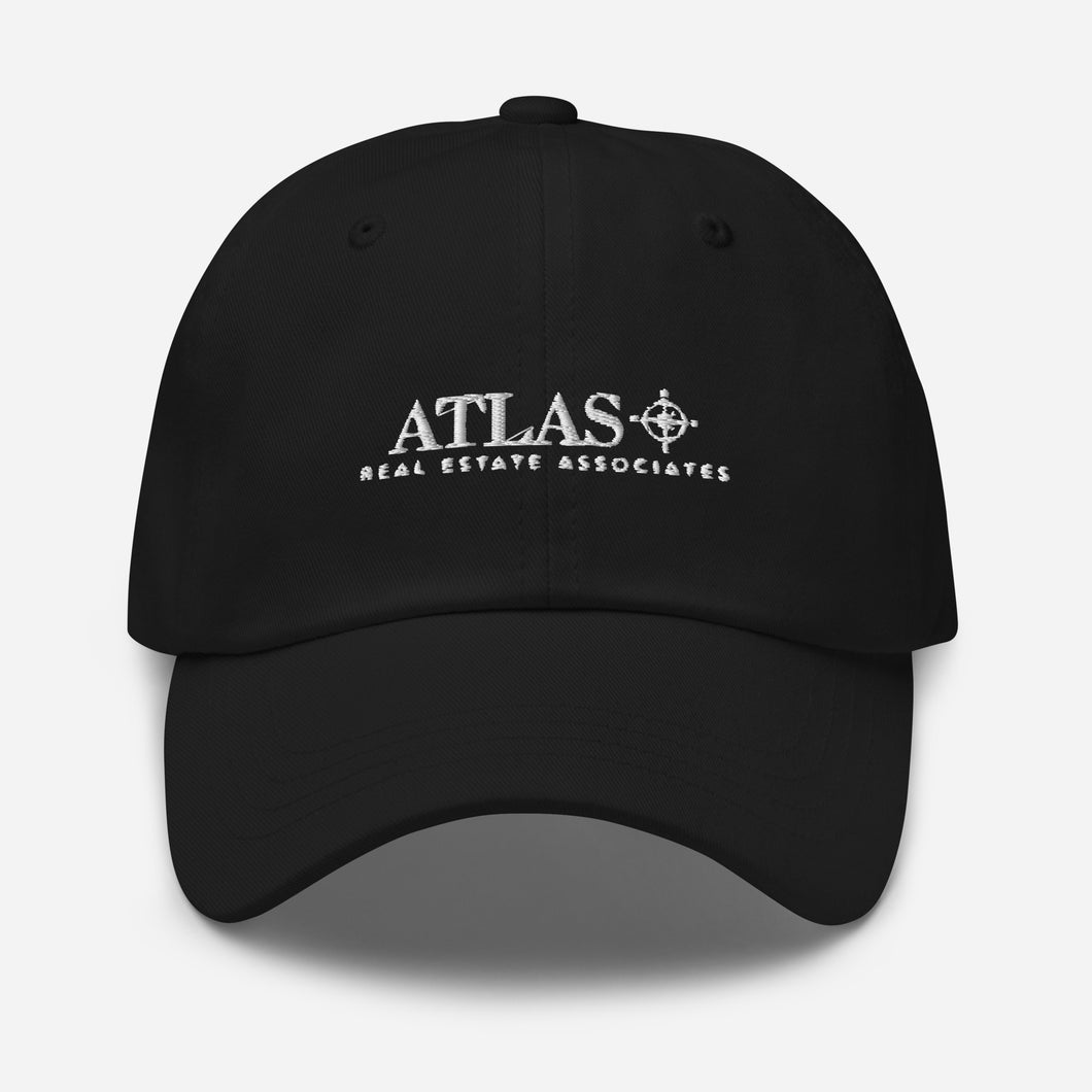 Atlas White Embroidered Baseball Hat