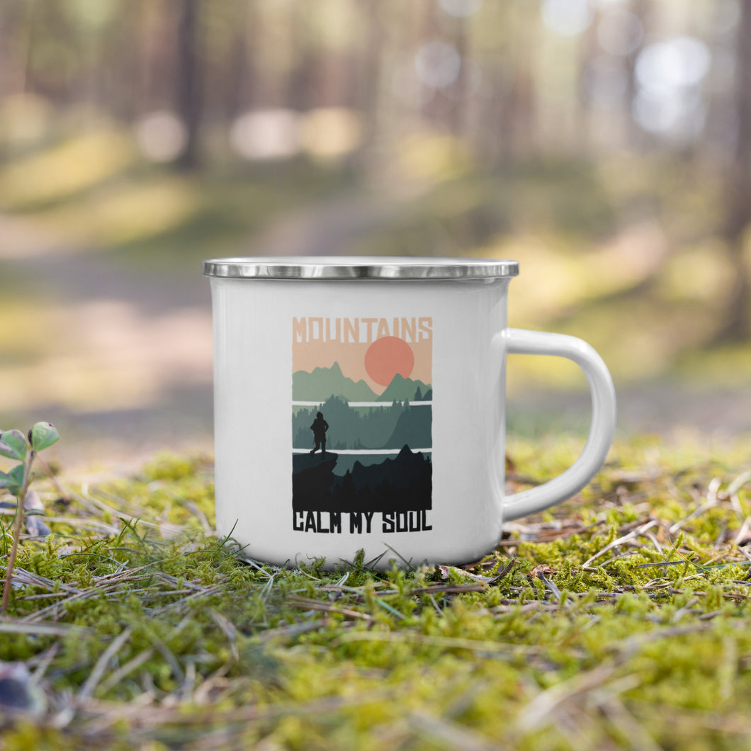 Mountains Calm My Soul Ceramic Enamel Mug